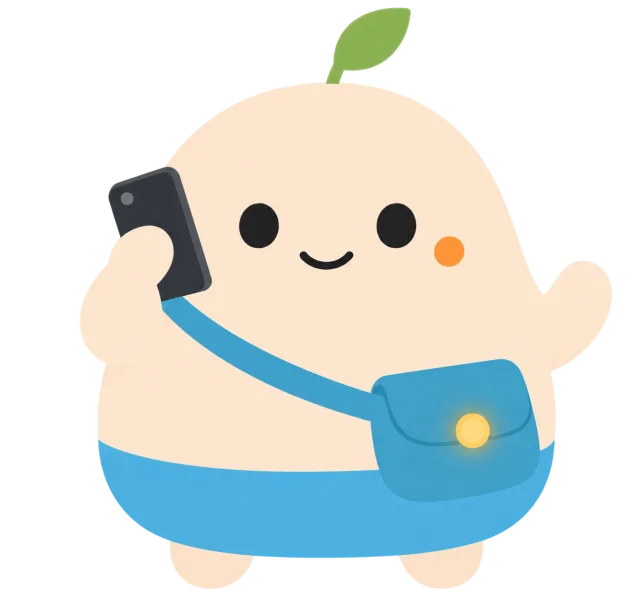 電話を受けるマスコット